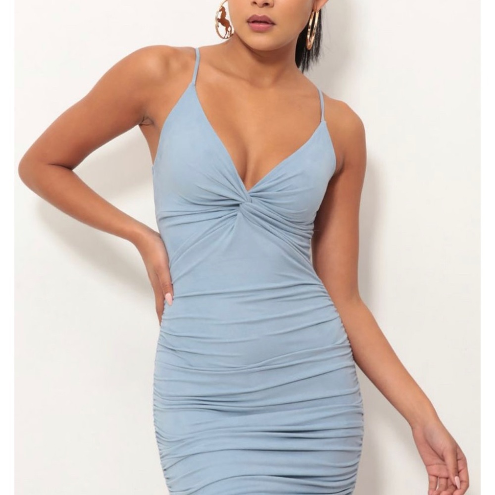 Lucy in the Sky faux suede blue dress Sz S/M